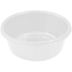 YBM Home Round Dish Wash Basin Dishpan for Washing Dishes, Plastic Portable Dish Tub Design for Camping and Multipurpose for Face Cleansing, White