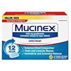 Chest Congestion, Maximum Strength 12 Hour Extended Release Tablets, 42ct, 1200 mg Guaifenesin with Extended Relief of Chest Congestion Caused by Excess Mucus, Thins and loosens Mucus 2-Pack