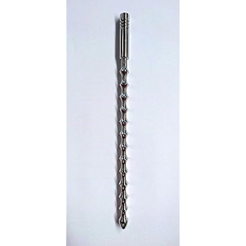 Hell's Couture, Ribbed Penis Plug Wand, Men's Sex Toy in Steel