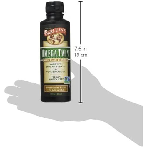 Barlean's Lignan Omega Twin Oil with 6,010mg ALA and 465mg GLA Omega Fatty Acids - Vegan, Non-GMO, Gluten-Free - 12-Ounces