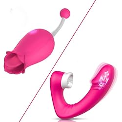 2 in 1 Licking High-Frequency G-Spot Rose Clitoral Vibrator & Vibrating G-spot Clitoris Licking Vibrator