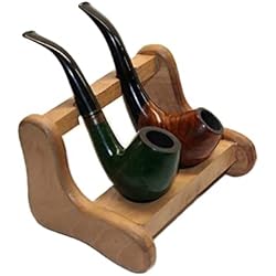 Wooden Tobacco Pipe Stand Holder Rack for 2 Tobacco Pipes, Handmade from Solid Real Wood