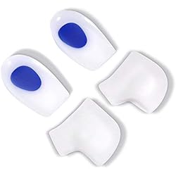 Gel Heel Cups Inserts and Compression Heel Sleeves Socks4 Pieces, Foot Ankle Pain Relief for Plantar Fasciitis Spurs Pads Cracked Heels Achilles Tendonitis L = 8.5~11.5