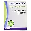 Prodigy 52800 No Coding Blood Glucose Test Strips, Box of 50 Strips