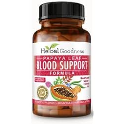 Papaya Leaf Blood Support Capsules - Blood Platelet, Bone Marrow, Immune Support - Blood Cleanse Detox Formula - Herbal Remedy - 30450mg Veggie Capsules -Made in USA -Herbal Goodness