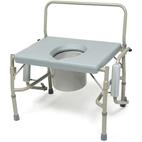 Lumex 3-in-1 Bariatric Bedside Commode Chair, Raised Toilet Seat, Toilet Safety Rails, Supports 600 lbs
