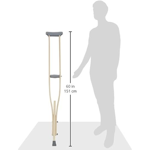 Sammons Preston Wooden Crutches, Adult Size, Latex Free, Sturdy Leg Supports for After Injury or Post Surgery, Adjustable Height and Handle Crutches for Elderly, Handicapped, and Disabled users