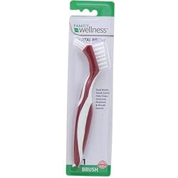 Family Wellness Denture Cleaning Brush, Dual Bristle Heads, with Deep Clean Pick, Assorted Colors