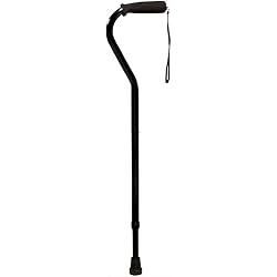 Lumex Aluminum Adjustable Offset Cane - Nitrile Grip, Black, 31"-39" Standard Length, Mobility Aids for Men and Women, Pack of 6, 5942A