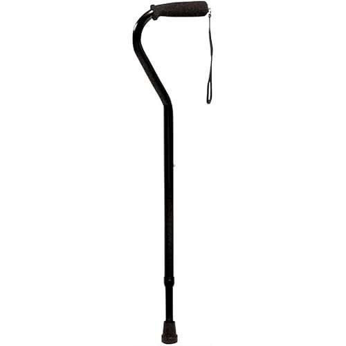 Lumex Aluminum Adjustable Offset Cane - Nitrile Grip, Black, 31"-39" Standard Length, Mobility Aids for Men and Women, Pack of 6, 5942A