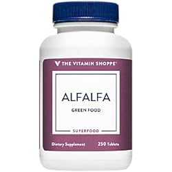 The Vitamin Shoppe Alfalfa 500 MG Natural Green Food Supplement, Nature's Superfood Antioxidant Green Superfood 250 Tablets