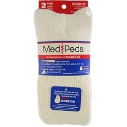 Medipeds Extra Wide Top Crew Sock - M - White - 2 Pairs