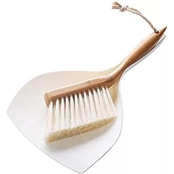 Small Broom and Dustpan Set, Bamboo Handle Mini Brush Dustpan, Short Hand Broom for Home ,Kitchen, Office, Pet, Desktop, Outdoor 11.5"