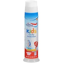 Aquafresh Kids Fluoride Toothpaste Bubble Mint Pump - 4.6 oz, Pack of 4