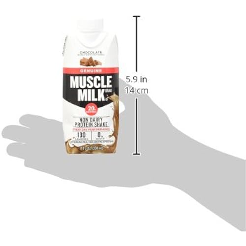 Muscle Milk Genuine Protein Shake, Chocolate, 11 Fl Oz Carton, 12 Pack, 25g Protein, Zero Sugar, Calcium, Vitamins A, C & D, 5g Fiber, Energizing Snack, Workout Recovery, Packaging May Vary