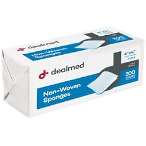 Dealmed Non-Woven Gauze Sponges - 200 Count, 4-Ply, 4x4 Inch All-Purpose Non-Sterile Gauze Pads, Highly Absorbent Dental Gauze Wound Care Product for First Aid KitMedical Facilities 4 Pack