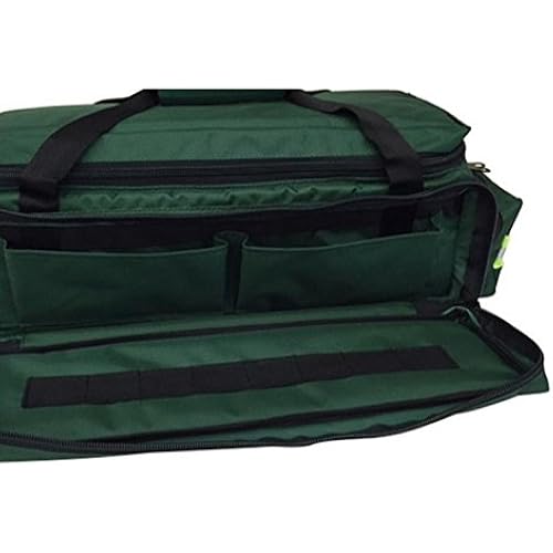 LINE2design First Responder EMS Oxygen Bag EMS Supplies - Standard O2 Medical Bag with Multiple Compartments & Shoulder Strap – Green