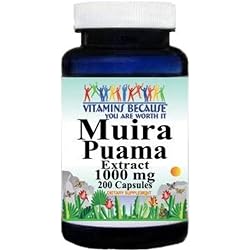 Stapster Vitamins Because Muira Puama Extract 1000mg Supplement for Men and Women Support 200 ct
