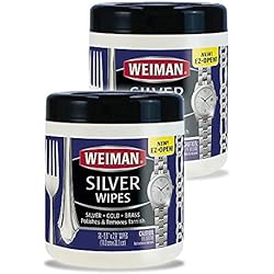 Weiman Jewelry Polish Cleaner and Tarnish Remover Wipes - 20 Count - 2 Pack - Use on Silver Jewelry Antique Silver Gold Brass Copper and Aluminum