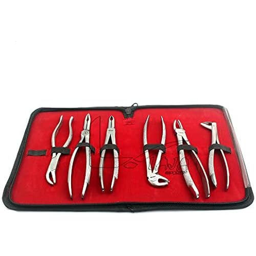 LAJA IMPORTS 6 PCS KIT Dental EXTRACTING Forceps with Velvet Pouch