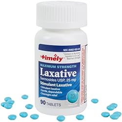 Timely by Time Cap Labs - Senna Maximum Laxative - Laxatives Constipation Relief - 90 Count Tablets - 25mg Sennosides Laxative - Compared to Ex Lax - Gentle Constipation Relief - Extra Strength Senna