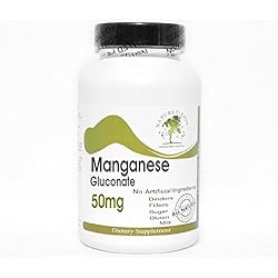 Manganese Gluconate 50mg ~ 100 Capsules - No Additives ~ Naturetition Supplements