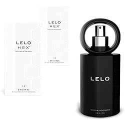 LELO Bundle: 2 HEX Original Condoms 12 Pack 1 Free LELO Personal Moisturizer for Fulfilling Intimate Experience