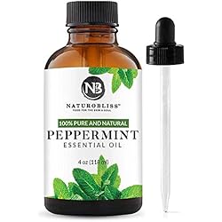 NaturoBliss Peppermint Essential Oil, 100% Pure and Natural Therapeutic Grade, Premium Quality Peppermint Oil, 4 fl. Oz - Perfect for Aromatherapy and Relaxation
