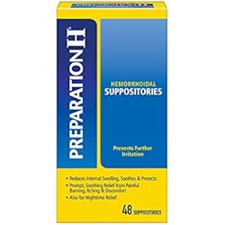 Preparation H Hemorrhoid Symptom Treatment Suppositories, Burning, Itching and Discomfort Relief 48 Count