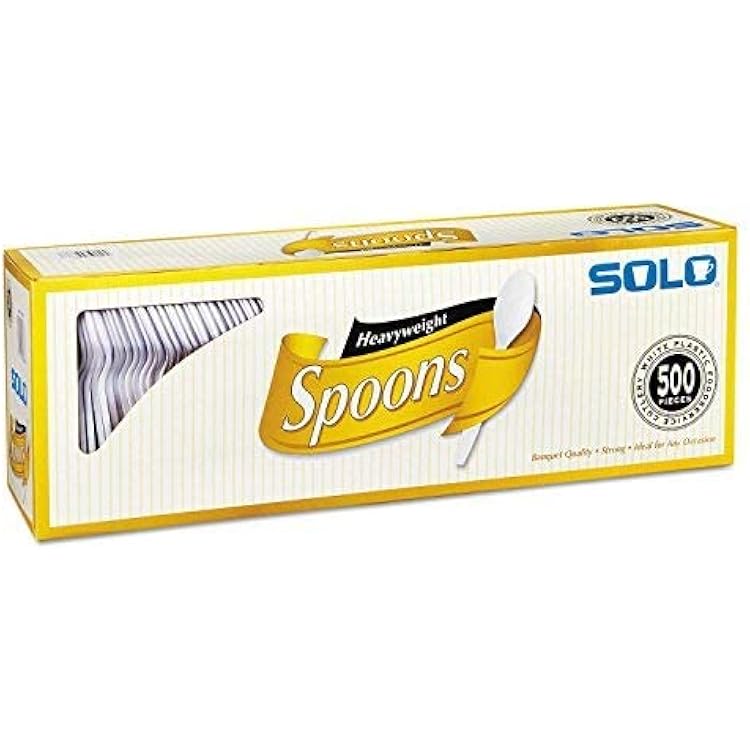 SOLO Cup Company Heavyweight Plastic Cutlery, Spoons, White, 6 in, 500Carton