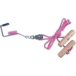 Overhead Overdoor Shoulder Pulley Therapy Exercise System - Wooden Handles with Metal Door Bracket - Pink