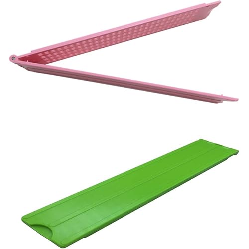4 Lines 28 Cells Braille Writing Slate with 2 pcs Styluses, Braille Slate Kit with Plastic Box （ 2 Sets Pink Green