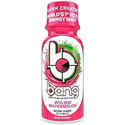 Bang Energy Shots, Wyldin Watermelon, World's 1st Carbonated Energy Shot with Super Creatine, 3 Fl Oz, Pack of 12