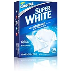 Carbona® Super White Sheets | Bleach Free OptiBright Technology | 20 Sheets per Pack, 1 Pack
