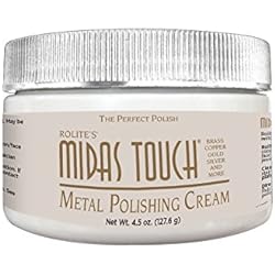 Rolite - MTMPC45z Midas Touch Metal Polishing Cream - Cleaner and Polishing Rouge for Sterling Silver, Gold, Brass, Chrome, Copper, and Other Metals, Non-Toxic Formula, 4.5 Ounces, 1 Pack