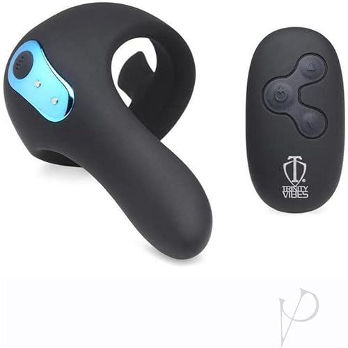 Trinity Vibes Power Taint 7X Silicone Cock and Ball Ring with Remote, Black
