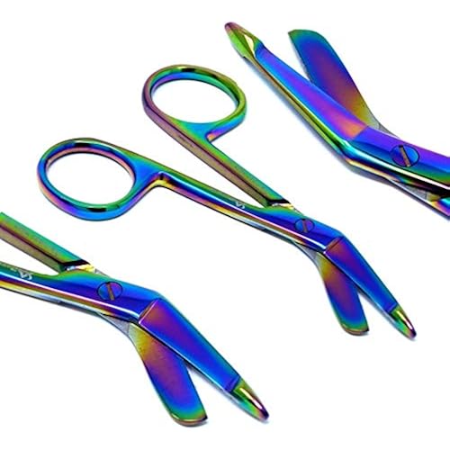 Medical and Nursing Multi Rainbow Color Bandage Scissors 3.5" 8.9cm, High Polish