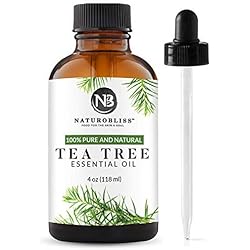 NaturoBliss 100% Pure, Tea Tree Essential Oil - 4 Fl Oz 120 ml -Undiluted Tea Tree Essential Oil, Therapeutic Grade - Perfect for Aromatherapy and Relaxation