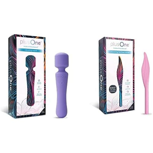 plusOne Vibrating Wand and Vibrating Feather Tickler Set