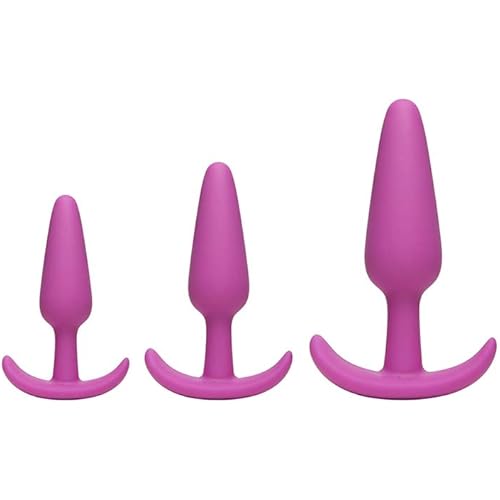 Doc Johnson Mood - Naughty 1 Trainer Set - Small, Medium, Large - Silicone Butt Plugs with Tapered Base for Comfort Between The Cheeks - Pink