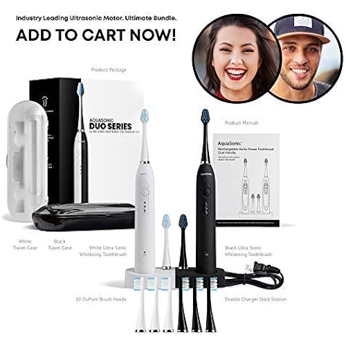 Aquasonic Duo Electric Toothbrush | Aquasonic 2-Pack of Repair and Whiten Night Toothpaste