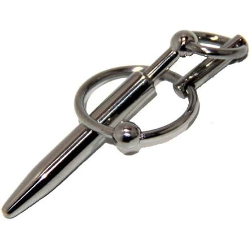 Hell's Couture, Tapered Solid Steel Cock Plug 4mm Beginners Plug Entry Point with 8mm Thick Shaft with Movable Glans Ring, Male Kink Sex Toy