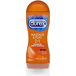 Durex Play Massage 2 in 1 Stimulating Intimate Lubricant & Massage Gel with Enhancing Guarana Extract, 6.76 Fl Oz