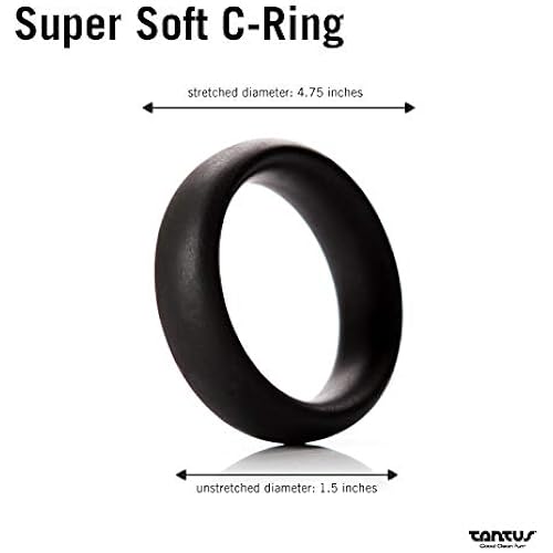 Tantus SexAdult Toys Super Soft C-Rings CockPenis Ring - 100% Ultra-Premium Silicone Satin Finish, 4.75" Stretched Resistance Adjustable Band for Men, Couples - Black