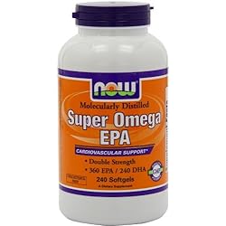 NOW Foods Super Omega EPA, 360 EPA240 DHA Double Strength, 240 Softgels Pack of 3