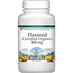 Flaxseed Certified Organic - 450 mg 100 Capsules, ZIN: 517688 - 2 Pack
