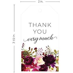 Fall Floral Favor Thank You Tags 100 Thank You Very Much Autumn Flower Wedding Favors 2" x 3.5" Thanks Party Favor Tags Made in The USA