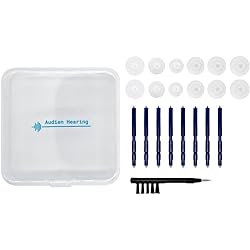 Audien Hearing Amplifier EV3 Accessories Kit, Silicone Dome Earbuds, Cleaning Brush and Screwdriver, Wax Guards, Carrying Case