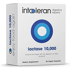 Intoleran Lactase 10,000 for Lactose Intolerance, Lactase Enzyme Helping with The Digestion of Dairy Products - 36 Vegan Capsules