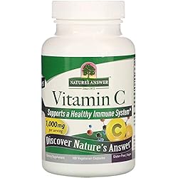 Nature’s Answer Vitamin C Capsules - Vegan Dietary Supplement - Soy Free, Gluten Free - Ideal for Healthy Immune Support - 1000 mg 100 Capsules